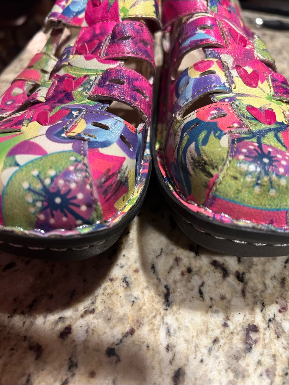 ALEGRIA PESCA FLORAL LEATHER COMFORT SHOES NEW? Size 38 (8-8.5) no box - Picture 5 of 13